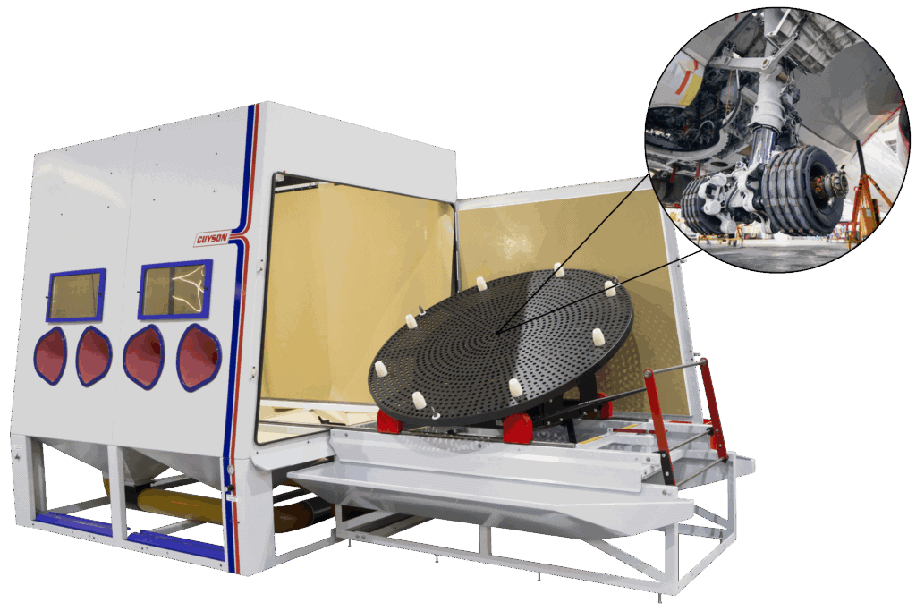Finishing Application Industries – Euroblast 2M Side Loading PF system - removes oxide and coating from landing gear components